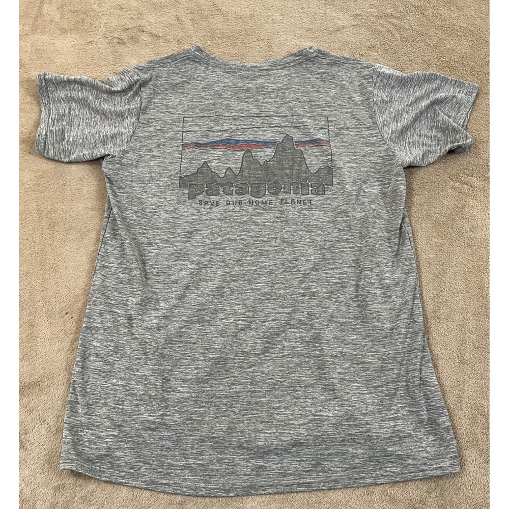 Patagonia Save Our Home Planet Capilene Cool Daily Tee Shirt Men Small Gray EUC